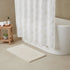 Tan and White Floral Embroider Shower Curtain
